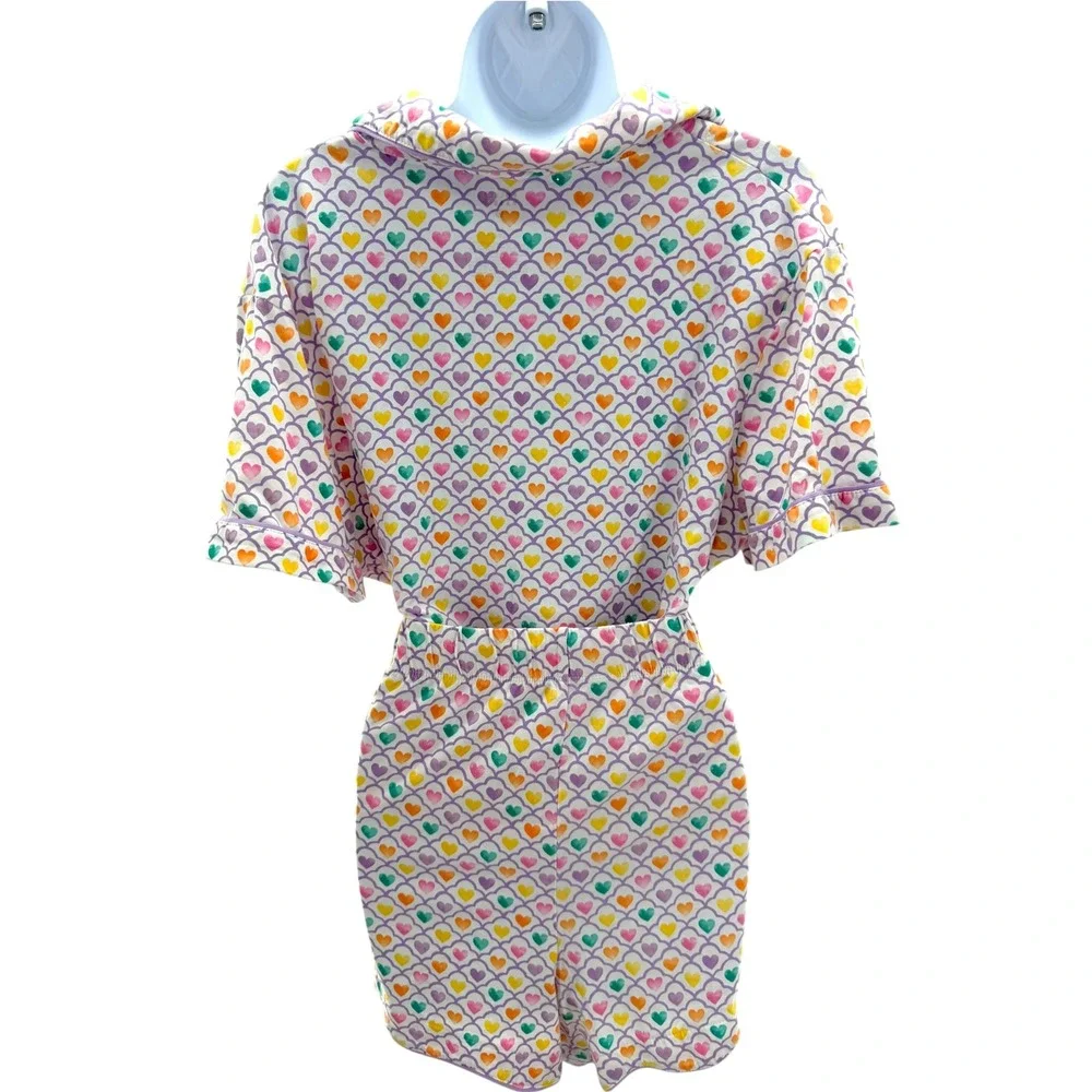 Roller Rabbit Target Geo Hearts Pajama Set Shorts Top Pastel Coquette Plus XXL
